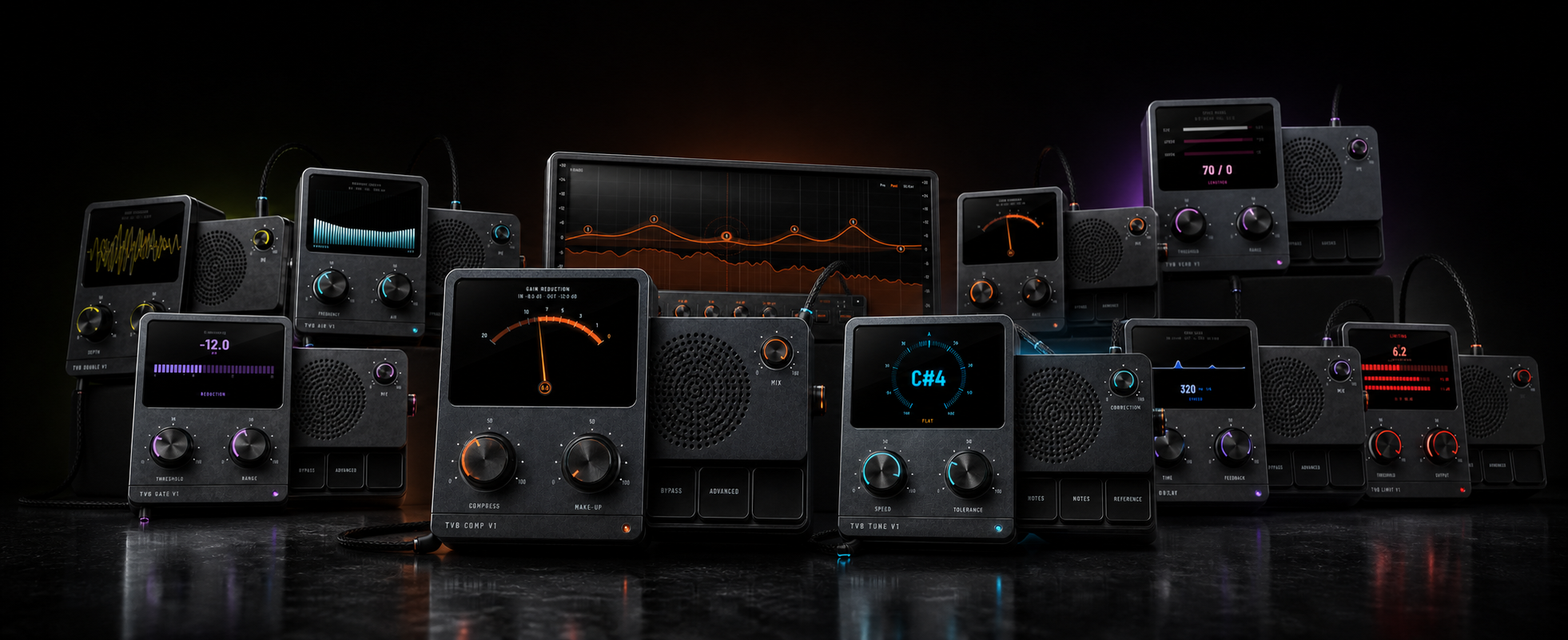 The complete TVB vocal plugin collection arranged as a vocal chain